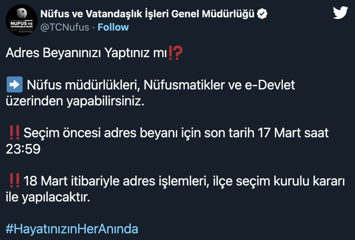 14 Mayıs seçimlerinde oy kullanacak vatandaşlara adres beyanı uyarısı